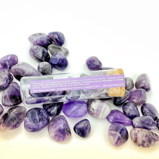 Natural Tumbled Amethyst Gemstones Intention Vial