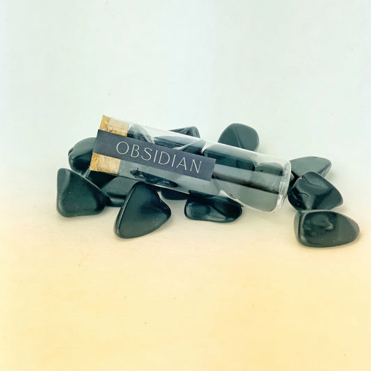 Natural Tumbled Obsidian Gemstones Intention Vial