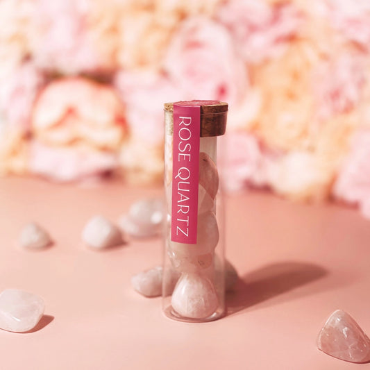 Natural Tumbled Rose Quartz Gemstones Intention Vial