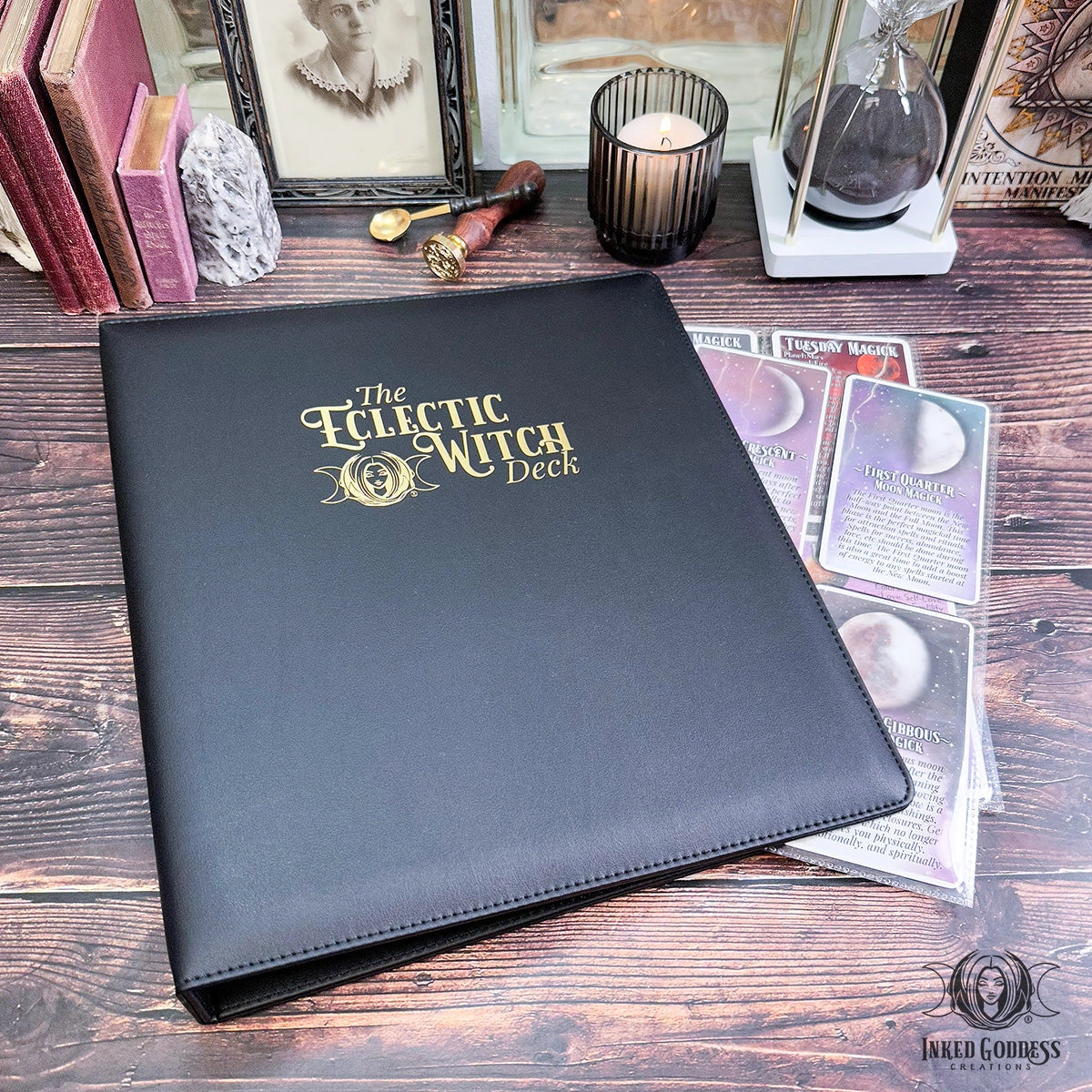 The Eclectic Witch Deck - Gold Leaf and Black Faux Leather Binder