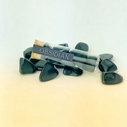 Natural Tumbled Obsidian Gemstones Intention Vial